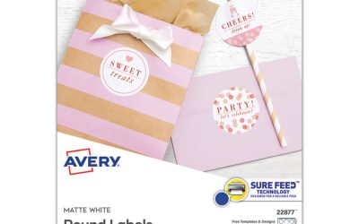 Round Print-to-the Edge Labels with SureFeed and EasyPeel, 2″ dia, Matte White, 300/Pack