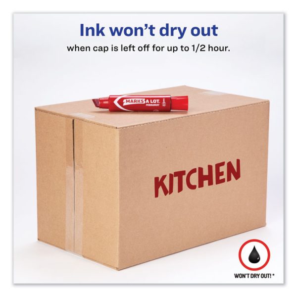 Marks A Lot Extra-Large Desk-Style Permanent Marker, Extra-Broad Chisel Tip, Red (24147) - Image 2