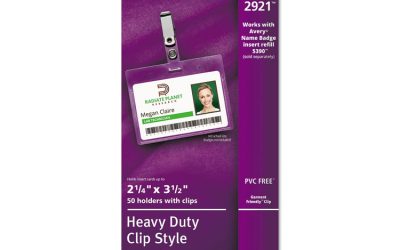 Secure Top Clip-Style Badge Holders, Horizontal, 2 1/4 X 3 1/2, Clear, 50/box