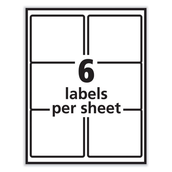 Labels, Laser Printers, 3.33 X 4, White, 6/sheet, 100 Sheets/box - Image 3