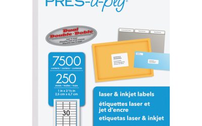 Labels, Laser Printers, 1 X 2.63, White, 30/sheet, 250 Sheets/box