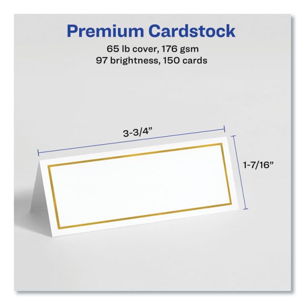 Tent Cards, White/Gold, 3.75" x 1.44", 6 Cards/Sheet, 25 Sheets/Pack - Image 5