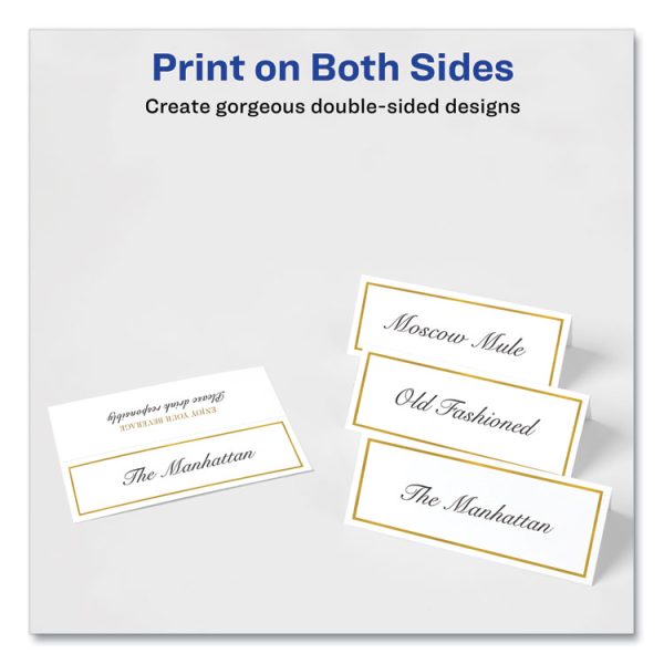 Tent Cards, White/Gold, 3.75" x 1.44", 6 Cards/Sheet, 25 Sheets/Pack - Image 7