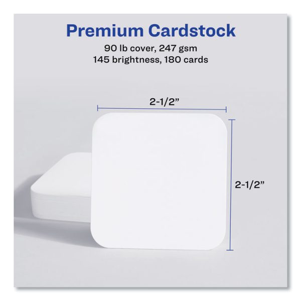 Square Clean Edge Cards with Sure Feed Technology, Laser, 2.5 x 2.5, White, 180 Cards, 9 Cards/Sheet, 20 Sheets/Pack - Image 5