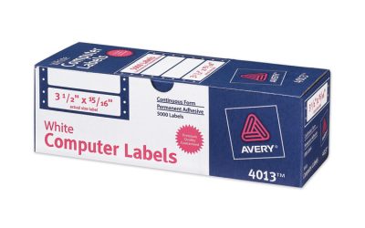 Dot Matrix Printer Mailing Labels, Pin-Fed Printers, 0.94 X 3.5, White, 5,000/box