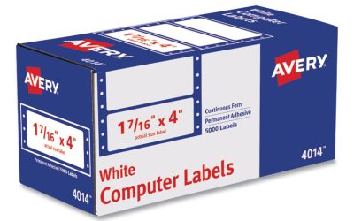 Dot Matrix Printer Mailing Labels, Pin-Fed Printers, 1.44 X 4, White, 5,000/box
