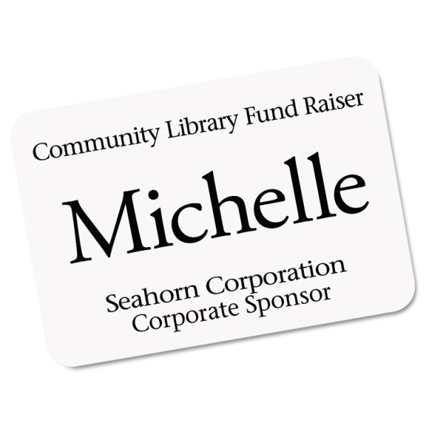 Ecofriendly Adhesive Name Badge Labels, 3.38 X 2.33, White, 160/box - Image 2