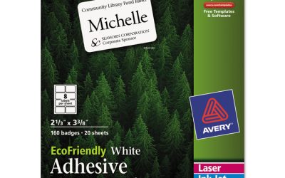 Ecofriendly Adhesive Name Badge Labels, 3.38 X 2.33, White, 160/box