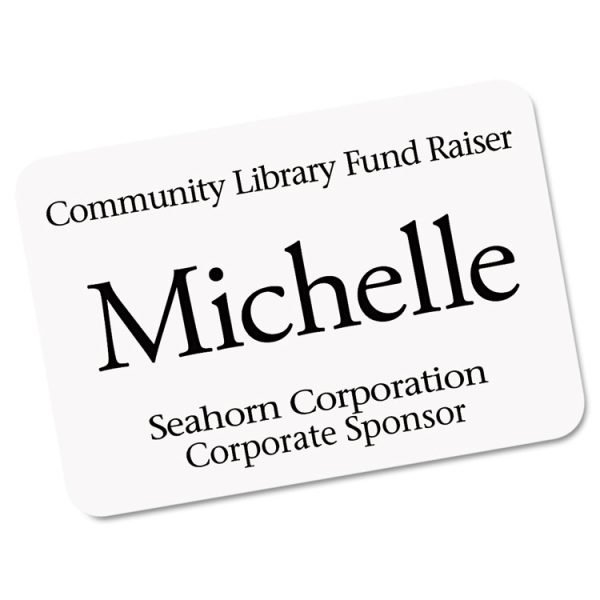 Ecofriendly Adhesive Name Badge Labels, 3.38 X 2.33, White, 400/box - Image 2