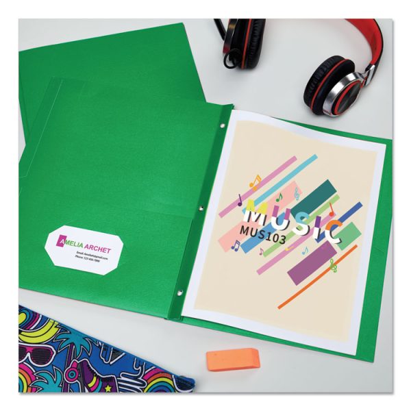 Two-Pocket Folder, Prong Fastener, 0.5" Capacity, 11 X 8.5, Green, 25/box - Image 3
