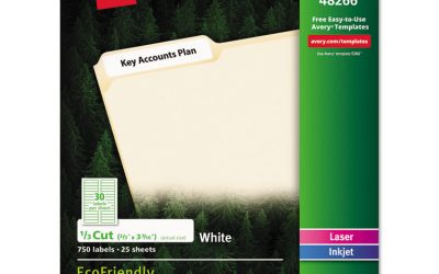 Ecofriendly Permanent File Folder Labels, 0.66 X 3.44, White, 30/sheet, 25 Sheets/pack