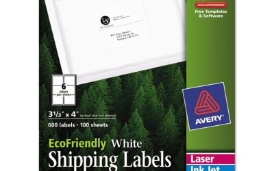 Ecofriendly Mailing Labels, Inkjet/laser Printers, 3.33 X 4, White, 6/sheet, 100 Sheets/pack