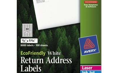 Ecofriendly Mailing Labels, Inkjet/laser Printers, 0.5 X 1.75, White, 80/sheet, 100 Sheets/pack