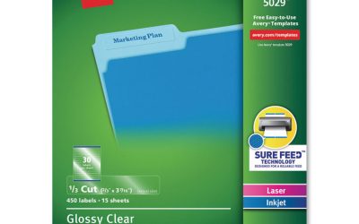 Clear Permanent File Folder Labels With Sure Feed Technology, 0.66 X 3.44, Clear, 30/sheet, 15 Sheets/pack