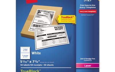 Shipping Labels With Paper Receipt And Trueblock Technology, Inkjet/laser Printers, 5.06 X 7.63, White, 50/pack