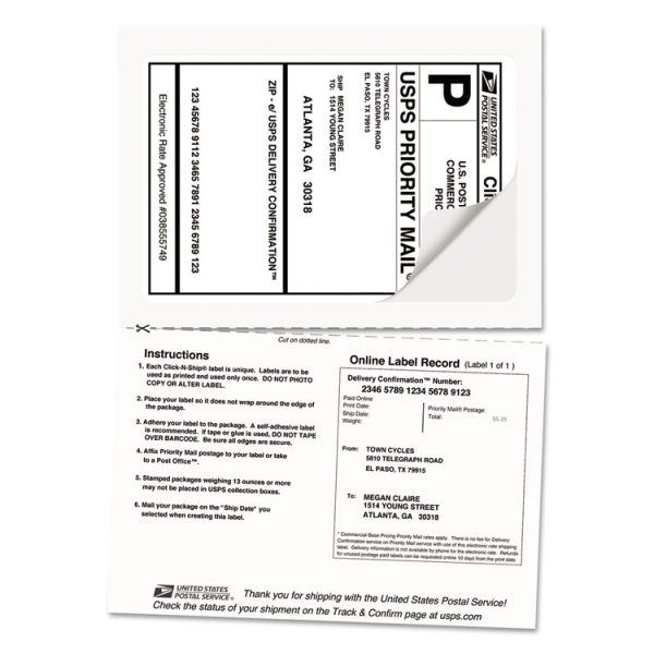Shipping Labels With Paper Receipt And Trueblock Technology, Inkjet/laser Printers, 5.06 X 7.63, White, 50/pack - Image 4