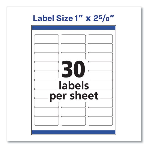 Easy Peel White Address Labels W/ Sure Feed Technology, Laser Printers, 1 X 2.63, White, 30/sheet, 100 Sheets/box - Image 2