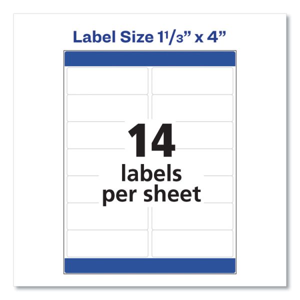 Easy Peel White Address Labels W/ Sure Feed Technology, Laser Printers, 1.33 X 4, White, 14/sheet, 100 Sheets/box - Image 2