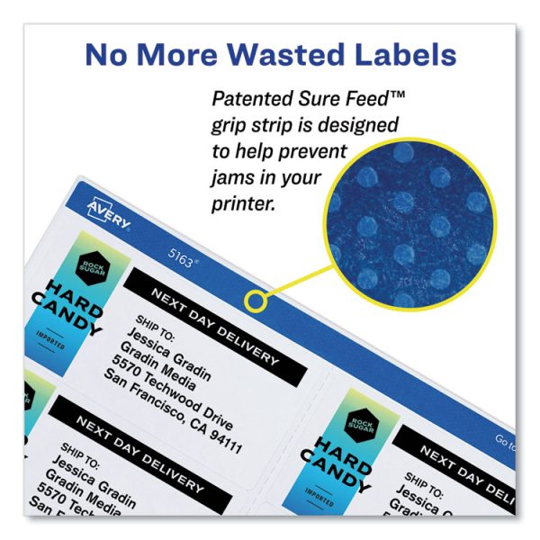 Shipping Labels W/ Trueblock Technology, Laser Printers, 3.33 X 4, White, 6/sheet, 100 Sheets/box - Image 2