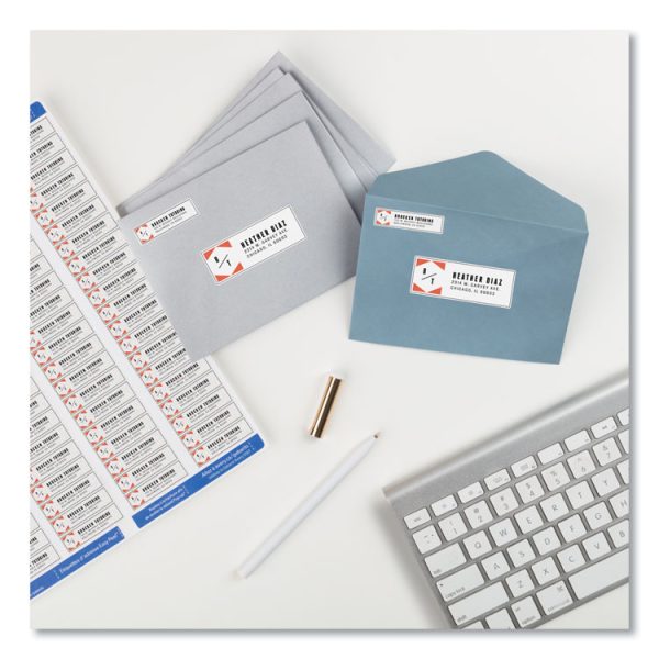 Easy Peel White Address Labels W/ Sure Feed Technology, Laser Printers, 0.5 X 1.75, White, 80/sheet, 100 Sheets/box - Image 4