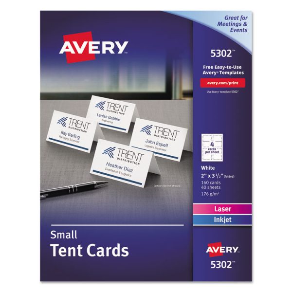 Small Tent Card, White, 2 X 3.5, 4 Cards/sheet, 40 Sheets/pack