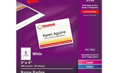 Name Badge Insert Refills, Horizontal/vertical, 3 X 4, White, 300/box