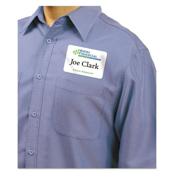 Flexible Adhesive Name Badge Labels, 3.38 X 2.33, White, 400/box - Image 2