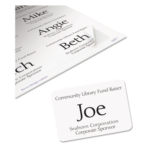 Flexible Adhesive Name Badge Labels, 3.38 X 2.33, White, 400/box - Image 5