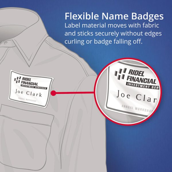 Flexible Adhesive Name Badge Labels, 3.38 X 2.33, White, 400/box - Image 7
