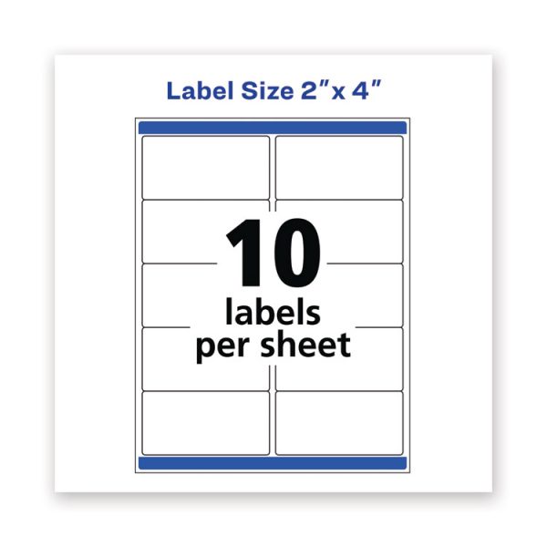 Waterproof Shipping Labels With Trueblock And Sure Feed, Laser Printers, 2 X 4, White, 10/sheet, 50 Sheets/pack - Image 2