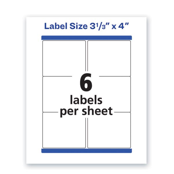 Waterproof Shipping Labels With Trueblock And Sure Feed, Laser Printers, 3.33 X 4, White, 6/sheet, 50 Sheets/pack - Image 2