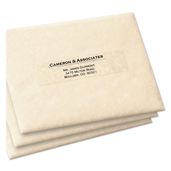 Matte Clear Easy Peel Mailing Labels W/ Sure Feed Technology, Laser Printers, 1 X 4, Clear, 20/sheet, 50 Sheets/box - Image 3