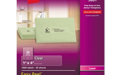 Matte Clear Easy Peel Mailing Labels W/ Sure Feed Technology, Laser Printers, 1 X 4, Clear, 20/sheet, 50 Sheets/box