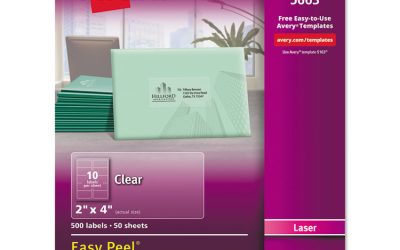 Matte Clear Easy Peel Mailing Labels W/ Sure Feed Technology, Laser Printers, 2 X 4, Clear, 10/sheet, 50 Sheets/box