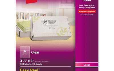 Matte Clear Easy Peel Mailing Labels W/ Sure Feed Technology, Laser Printers, 3.33 X 4, Clear, 6/sheet, 50 Sheets/box