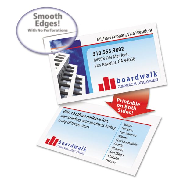 Clean Edge Business Cards, Laser, 2 X 3.5, White, 1,000 Cards, 10 Cards/sheet, 100 Sheets/box - Image 2