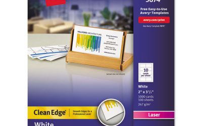 Clean Edge Business Cards, Laser, 2 X 3.5, White, 1,000 Cards, 10 Cards/sheet, 100 Sheets/box