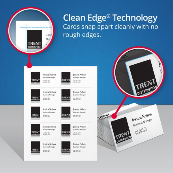 Clean Edge Business Cards, Laser, 2 X 3.5, White, 1,000 Cards, 10 Cards/sheet, 100 Sheets/box - Image 6