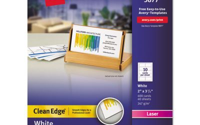 Clean Edge Business Cards, Laser, 2 X 3.5, White, 400 Cards, 10 Cards/sheet, 40 Sheets/box