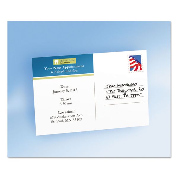 Printable Postcards, Laser, 80 Lb, 4 X 6, Uncoated White, 80 Cards, 2 Cards/sheet, 40 Sheets/box - Image 2