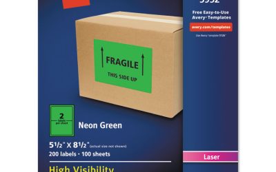 High-Visibility Permanent Laser ID Labels, 5.5 x 8.5, Neon Green, 200/Box