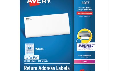 White Address Labels W/ Sure Feed Technology For Laser Printers, Laser Printers, 0.5 X 1.75, White, 80/sheet, 250 Sheets/box