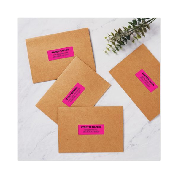 High-Visibility Permanent Laser ID Labels, 1 x 2.63, Neon Magenta, 750/Pack - Image 2