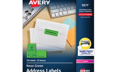 High-Visibility Permanent Laser ID Labels, 1 x 2.63, Neon Green, 750/Pack