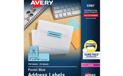 High-Visibility Permanent Laser ID Labels, 1 x 2.63, Pastel Blue, 750/Pack