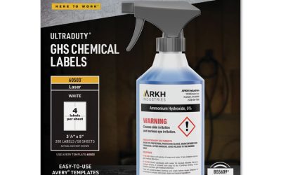 Ultraduty Ghs Chemical Waterproof And Uv Resistant Labels, 3.5 X 5, White, 4/sheet, 50 Sheets/box