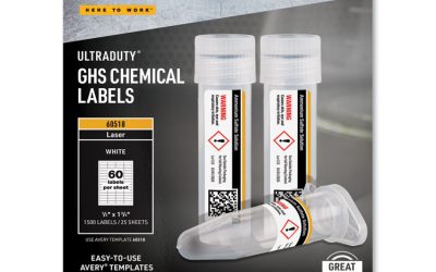 Ultraduty Ghs Chemical Waterproof And Uv Resistant Labels, 0.5 X 1.75, White, 60/sheet, 25 Sheets/pack