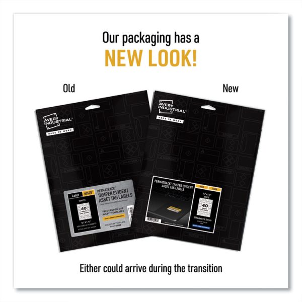 Permatrack Tamper-Evident Asset Tag Labels, Laser Printers, 0.75 X 1.5, White, 40/sheet, 8 Sheets/pack - Image 2