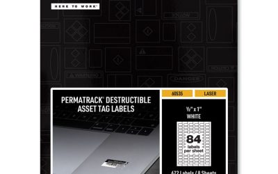Permatrack Destructible Asset Tag Labels, Laser Printers, 0.5 X 1, White, 84/sheet, 8 Sheets/pack
