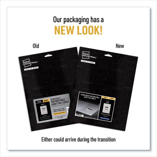 Permatrack Destructible Asset Tag Labels, Laser Printers, 0.5 X 1, White, 84/sheet, 8 Sheets/pack - Image 2